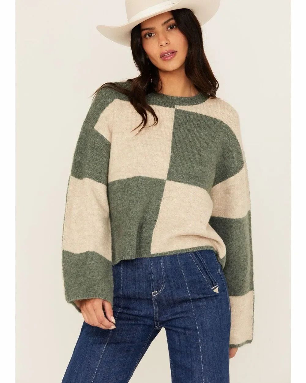 Z Supply Rosi Blocked Sweater in Palm Green Size S